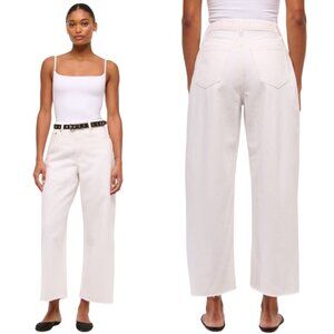 Abercrombie & Fitch Curve Love High Rise Cropped Wide Leg Jeans Womens 14S White